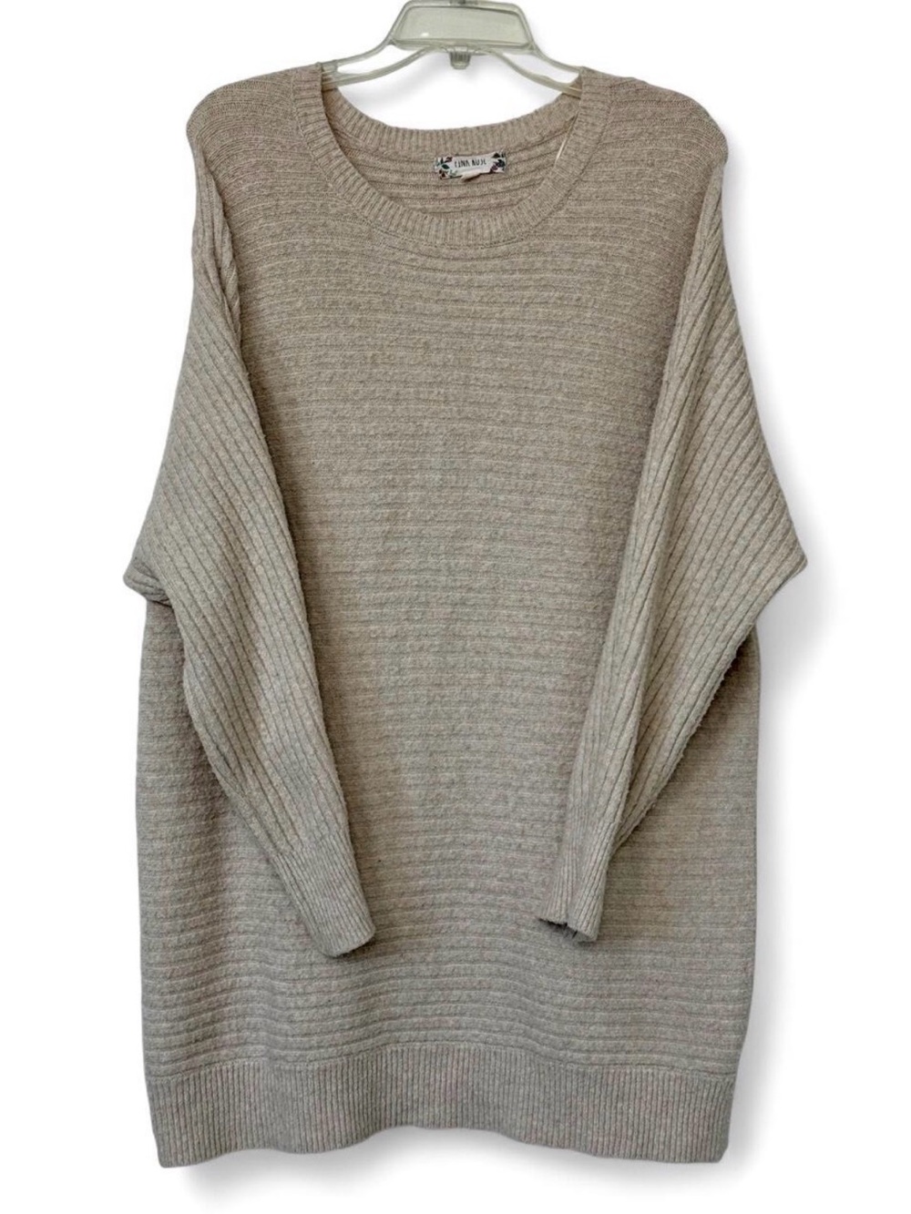 Pink Rose Women's Mini sweater Dress in Light Taupe Knit